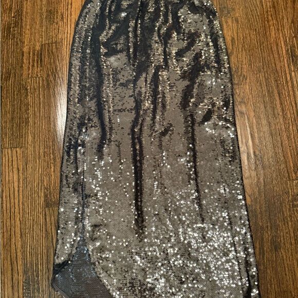 All Saints Opal Sparkle Sequins Midi Side Slit Skirt Small - Picture 5 of 8